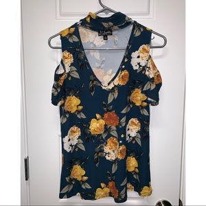Cold shoulder floral blouse